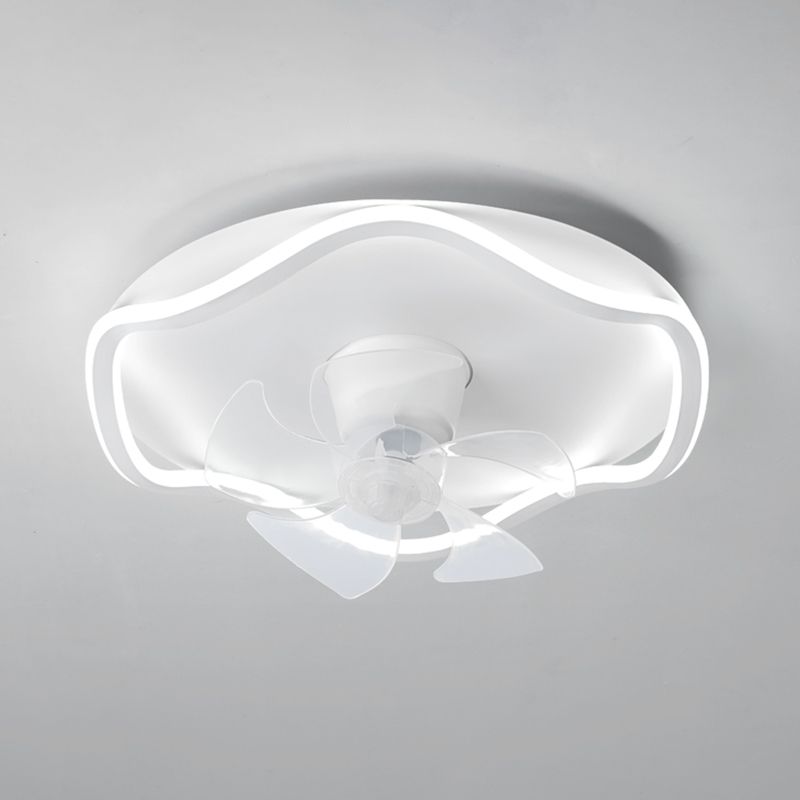 Nordic Style LED Ceiling Fan Wave Fan Lighting in White for Bedroom