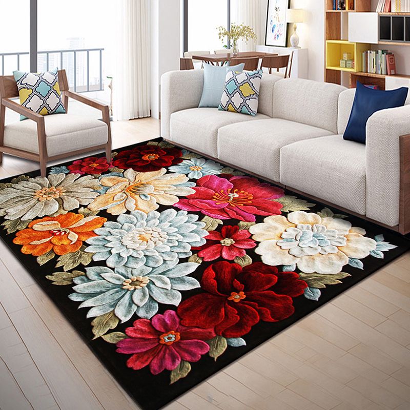 Classic Tropix Indoor Rug Multi-Color Flamingo Carpet Anti-Slip Backing Stain Resistant Machine Washable Rug for Family Room