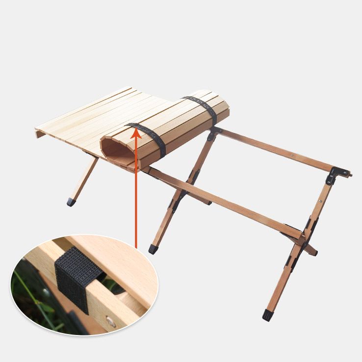 Solid Wood Outdoor Folding Table Modern Style Natural Camping Table