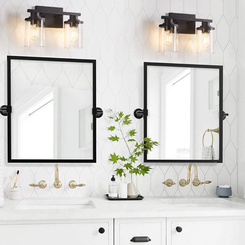 Iron and Glass Bathroom Vanity Lighting 2 / 3 / 4 - Light in Black & Clear Vanity Light