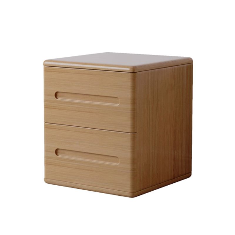 2 Drawers Contemporary Night Table Solid Wood Nightstand ,18.1" Tall