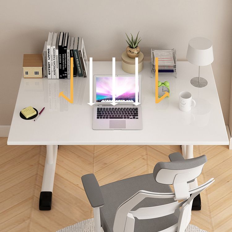 Modern Style Rectangle Office Desk T-shape Base Task Desk for Bedroom