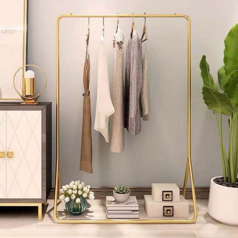 Glam Metallic Coat Hanger Free Standing Trestle Base Coat Rack for Living Room