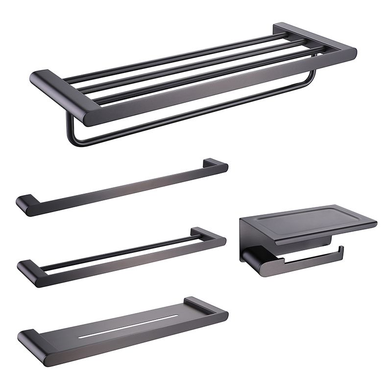 Dark Gray Modern Bathroom Accessory Set Steel Bathroom Accessory Kit