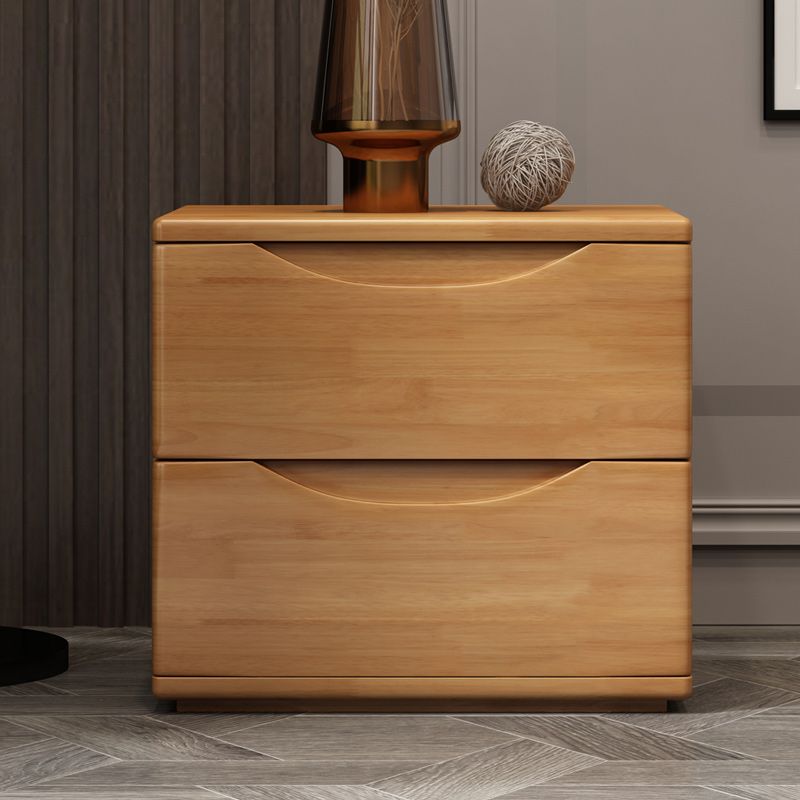 2 Drawers Solid Wood Nightstand Modern Night Table ,16.5" Tall