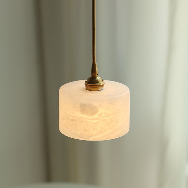 Brass 1 Light Ceiling Light Retro Cylindrical Glass Shade Living Room Small Hanging Lamp