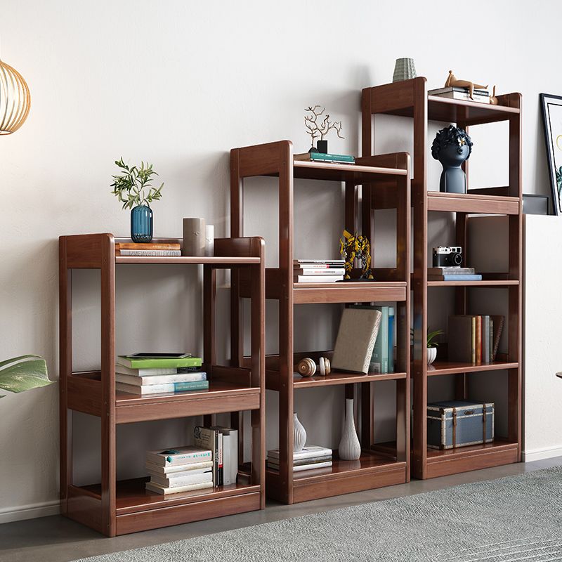 Contemporary Rubberwood Bookshelf Open Back Bookcase for Home Office