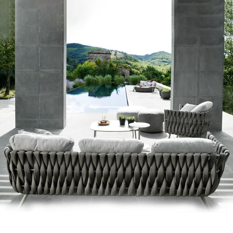 Contemporary Metal Outdoor Patio Fade Resistant Sofa Patio Sofa with Cushions