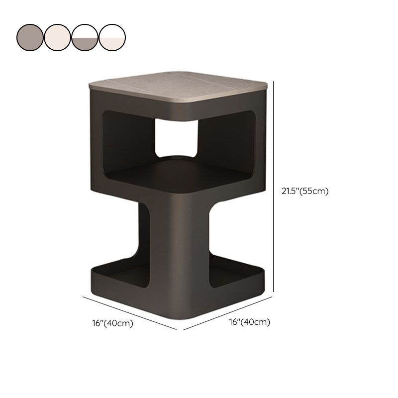 Glam Accent Table Nightstand Metal/Stone Night Table for Bedroom