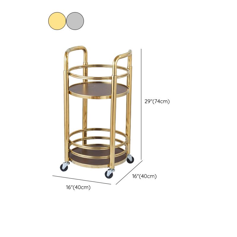 Modern Open Storage Prep Table Round Home Dining Kitchen Trolley