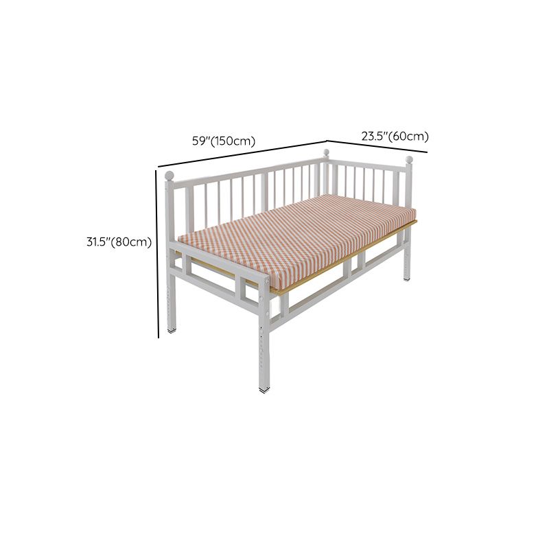 Contemporary White Standard Bed Metal Kids Bed with Guardrail