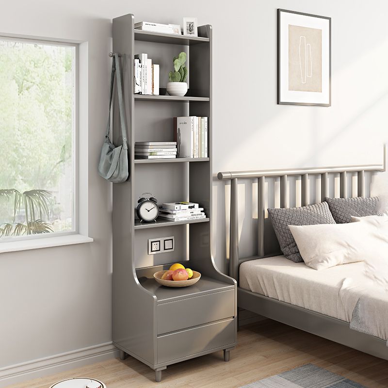 Contemporary Nightstand Open Storage Bedside Cabinet with Drawers