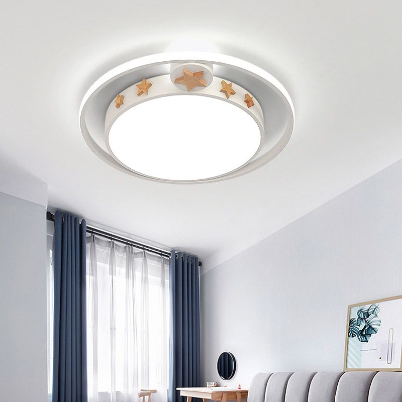 Lampada da soffitto a LED rotonda in acrilico con montaggio a incasso in rosa/bianco/grigio per camera da letto