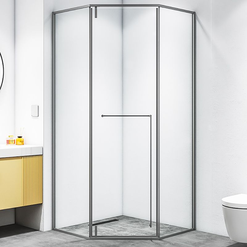 Black and Gray Shower Enclosure Neo-Angle Easy Clean Glass Shower Stall