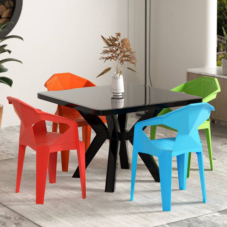 Modern Square Shape Courtyard Table Plastic Waterproof Outdoor Table