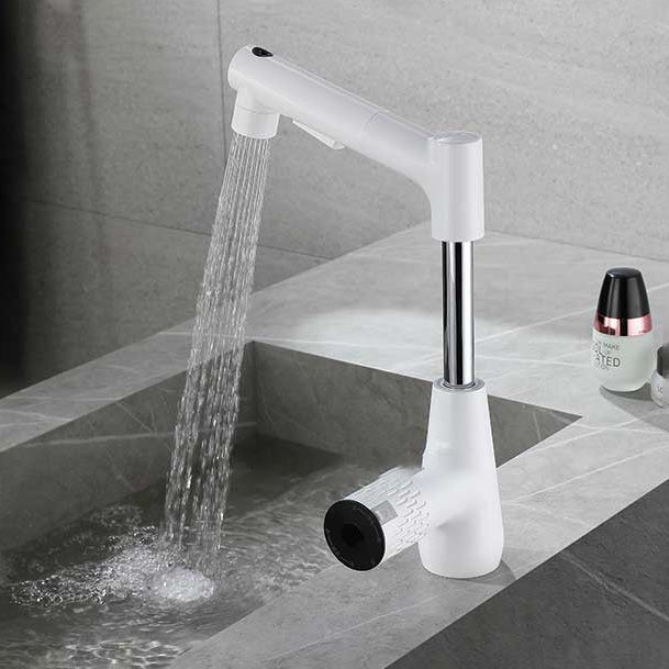 Knob Handle Vessel Faucet Modern White Vessel Sink Bathroom Faucet