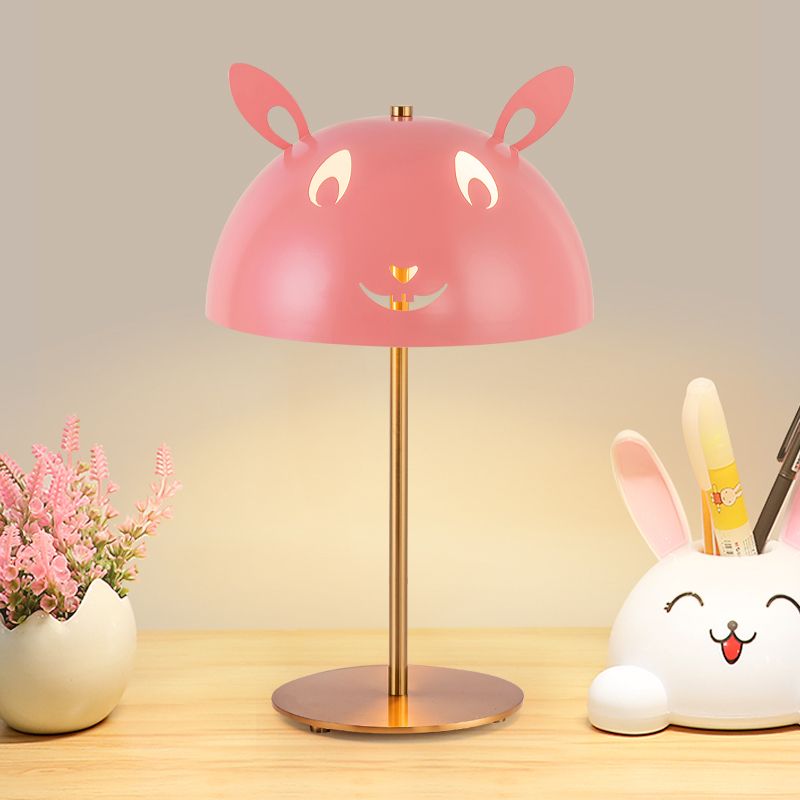 Pink Rabbit/White Panda Night Table Lamp Nordic Style Metal 1 Head Gold Nightstand Light for Bedside