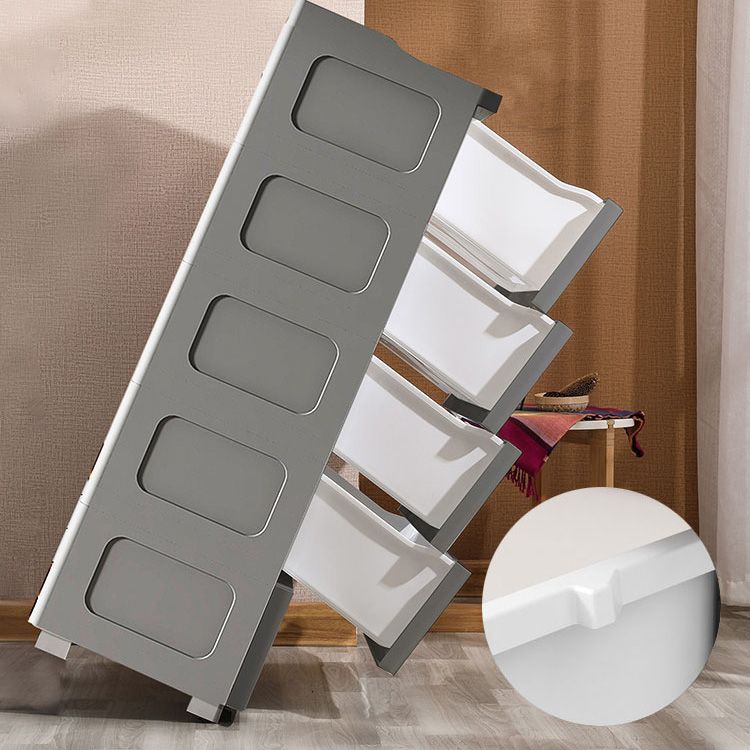 Contemporary Vertical Plastic Nursery Dresser in Gray/White for Bedroom