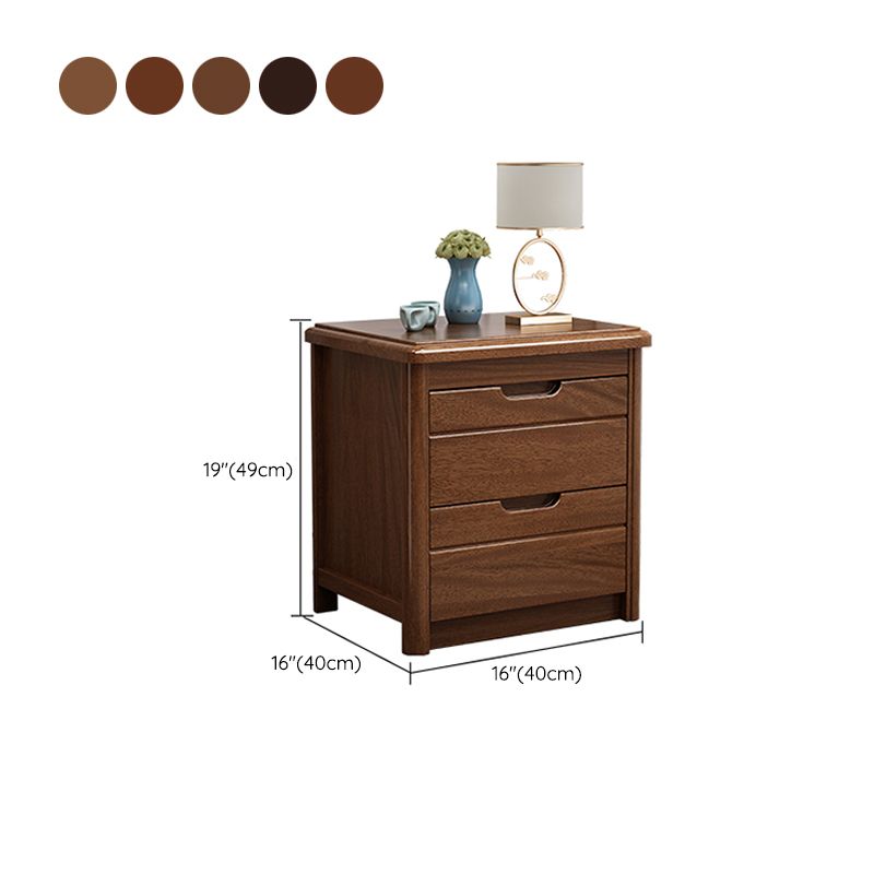 Walnut Bed Nightstand Contemporary Bedside Cabinet with Drawers