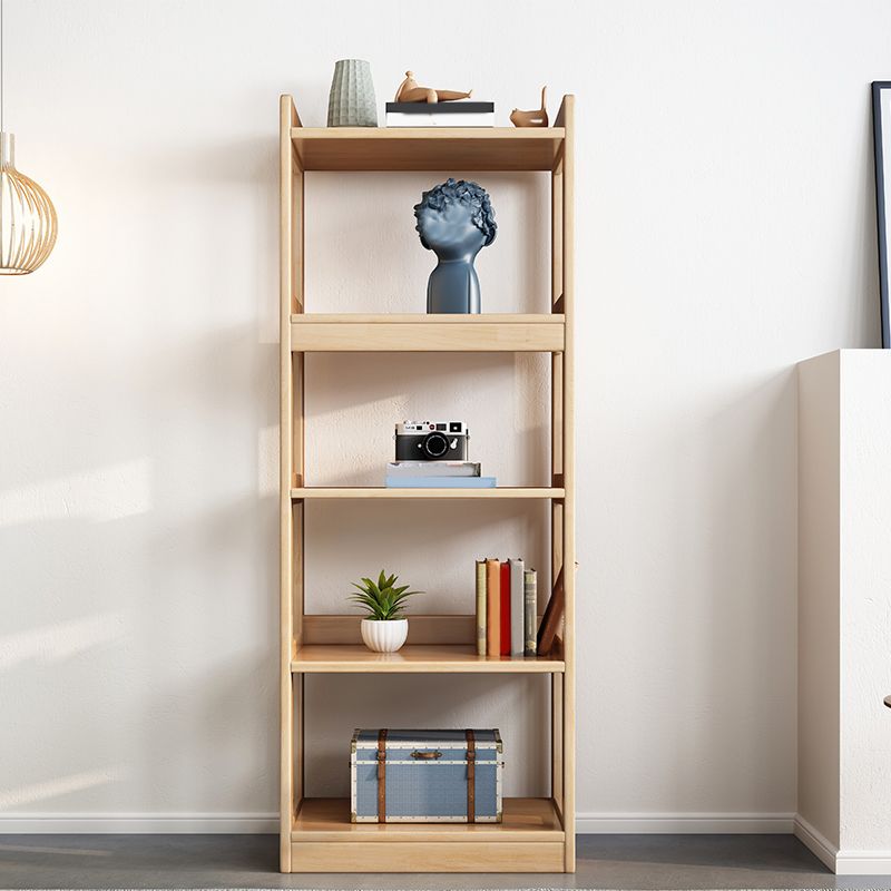 Modern Standard Bookshelf Wooden Open Back Bookcase with Rectangular Shelves