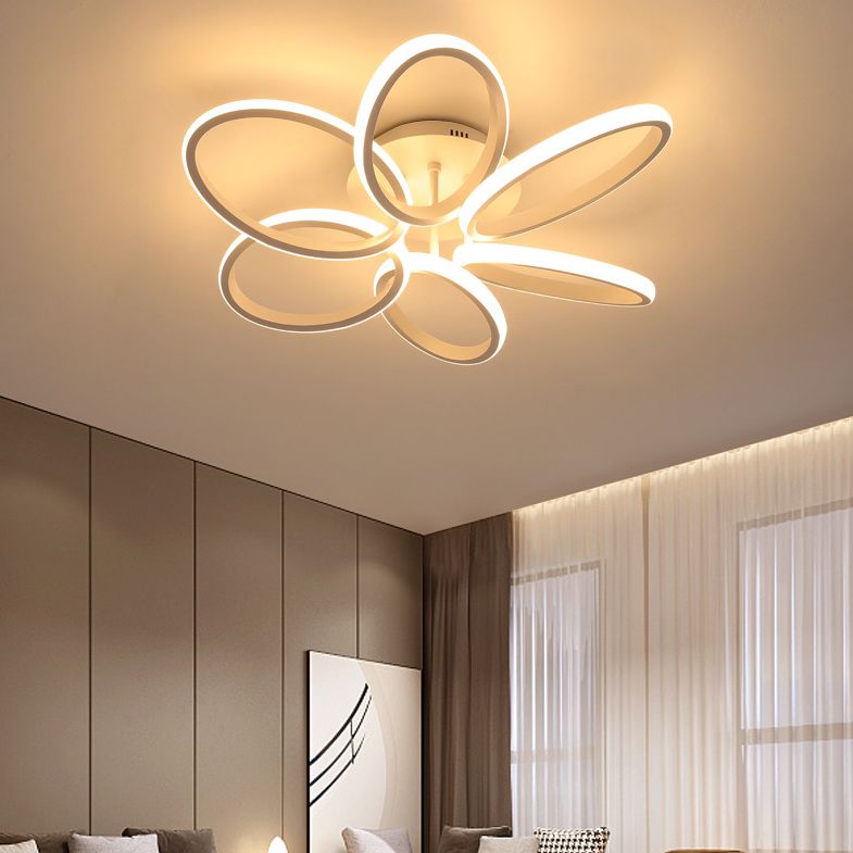 Petaloid Acrylique Shade LED Semi Flush Mount dans la simplicité moderne de plafond en métal pour le salon