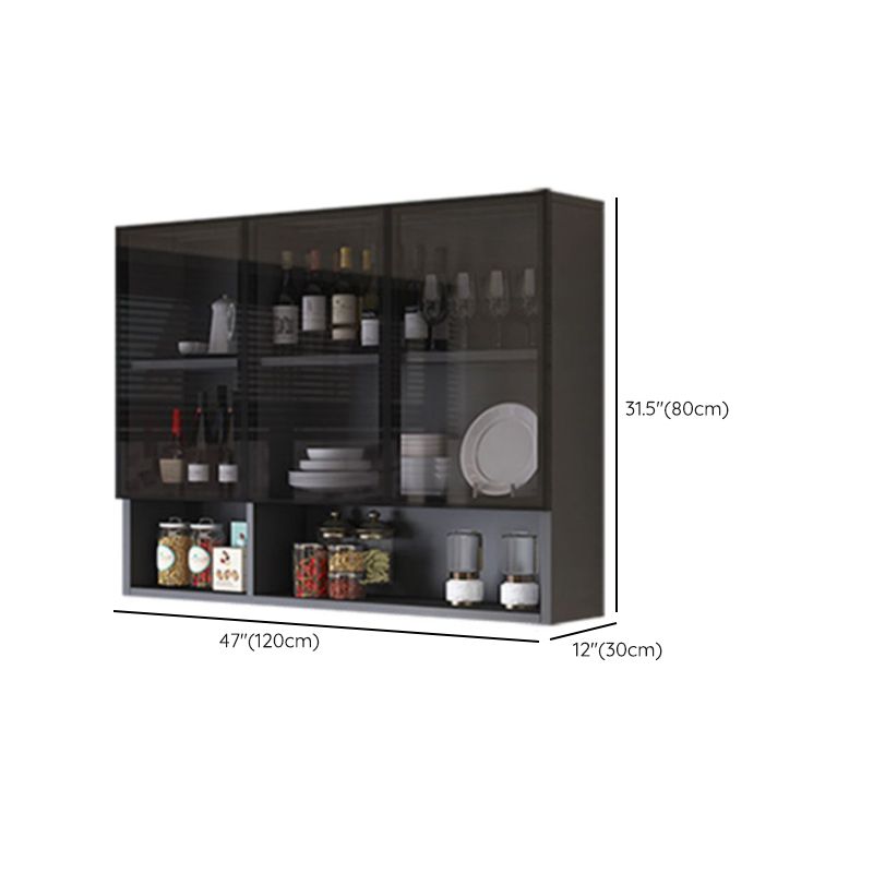 Modern Display Stand Wall Mounted Faux Wood Storage Cabinet for Dining Room