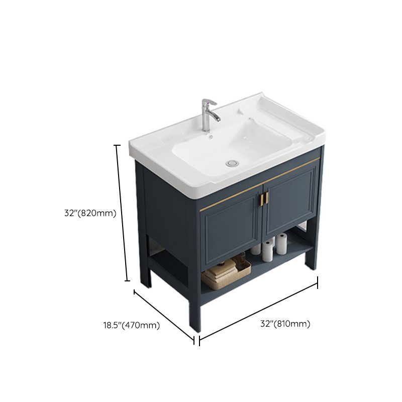 Free Standing Vanity Set Ceramic Sink Drawer Faucet Vanity with Mirror