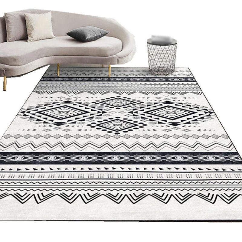 Alfombra de área bohemia gris alfombra poliamericana alfombra de área de patrones americanos para decoración del hogar