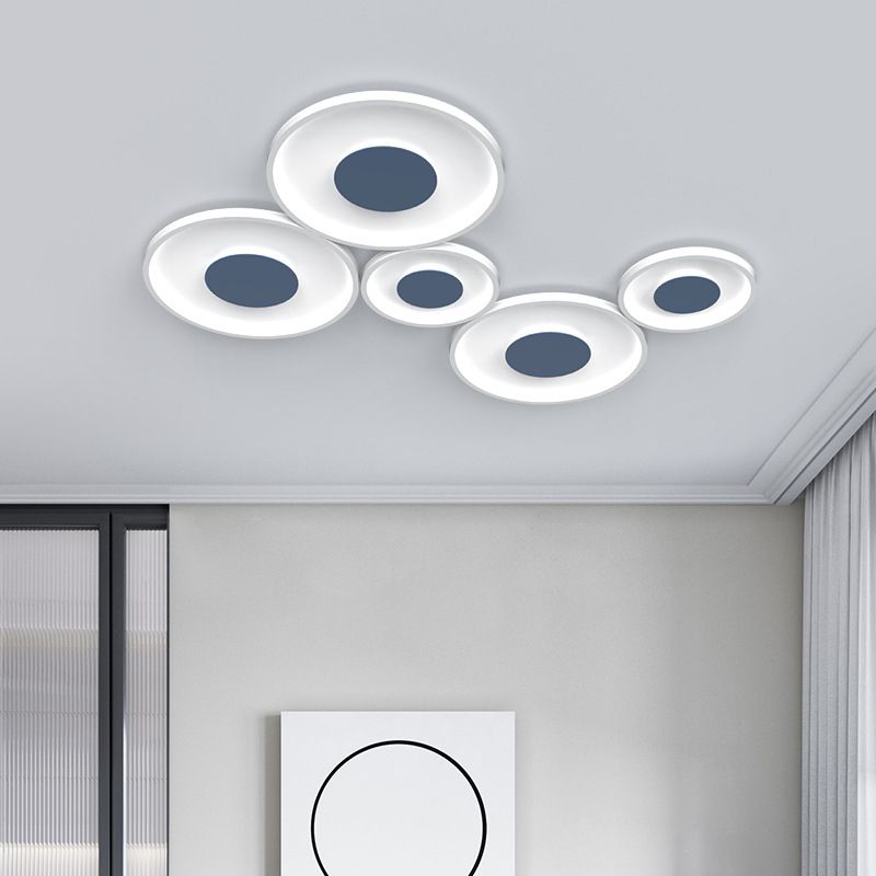 Modern Style Round Shape Flush Mount 5-Lights Acrylic Ceiling Light for Living Room