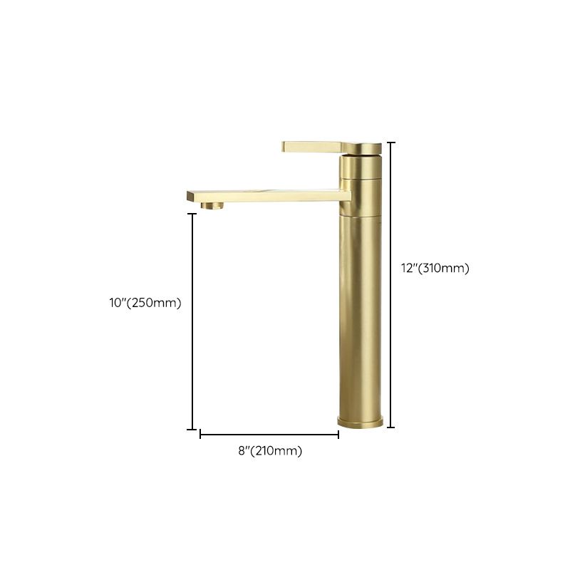 Brass Single Hole Sink Faucet Low Arc Square Bathroom Sink Faucet