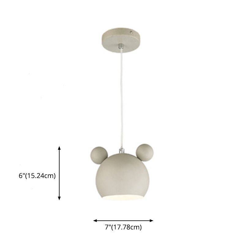 1 Light Bear Pendant Lighting Macaron Iron Pendant Ceiling Lights for Bedroom with Hanging Cord