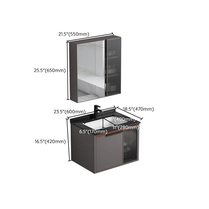 Modern Rectangular Bathroom Vanity Metal Frame Single-Sink Sink Vanity