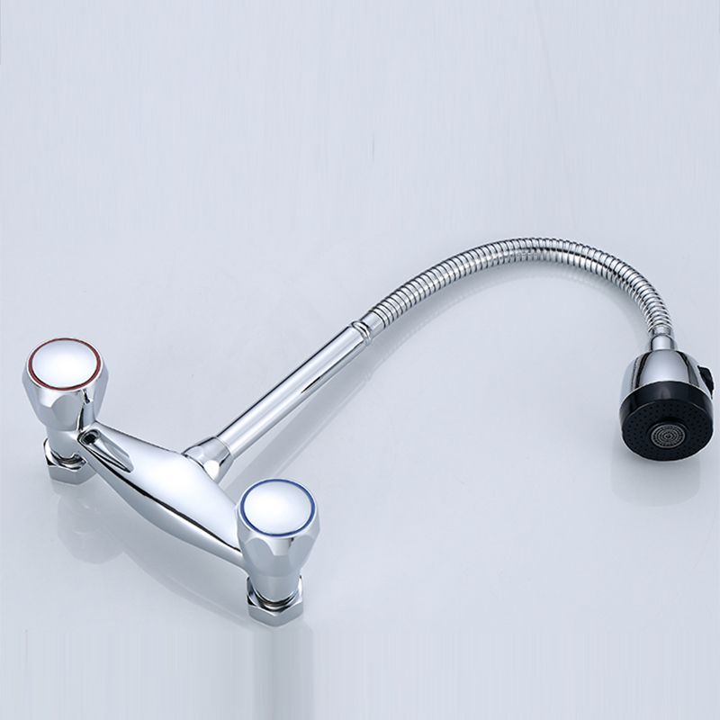 Modern Bridge Faucet Brass Knob Handle Swivel Spout Wall Mounted Pot Filler Faucet