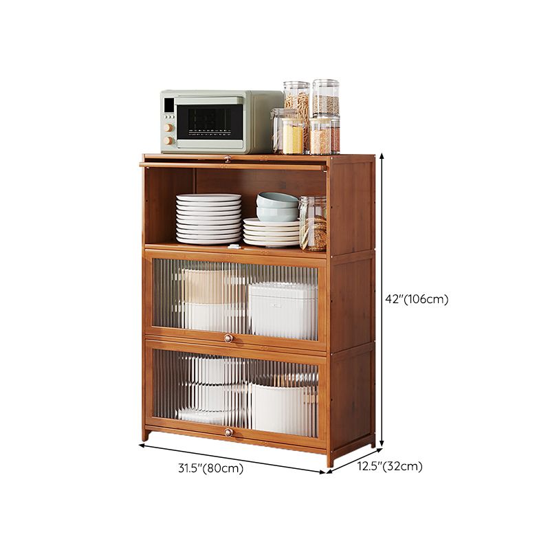 Brown Bamboo Kitchen Server Glam Dining Server for Living Room