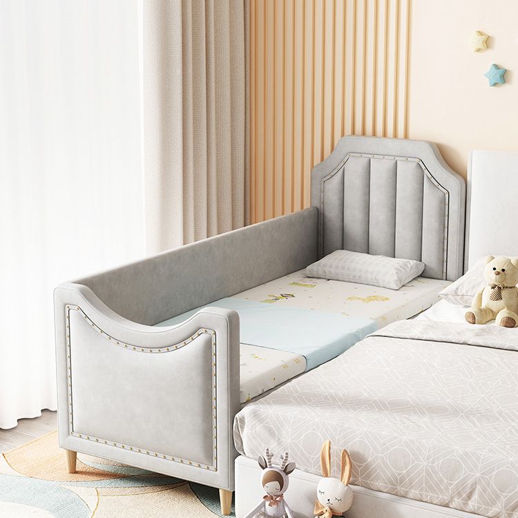 Nursery Bed with Guardrail in Light Grey Solid Wood Nursery Bed