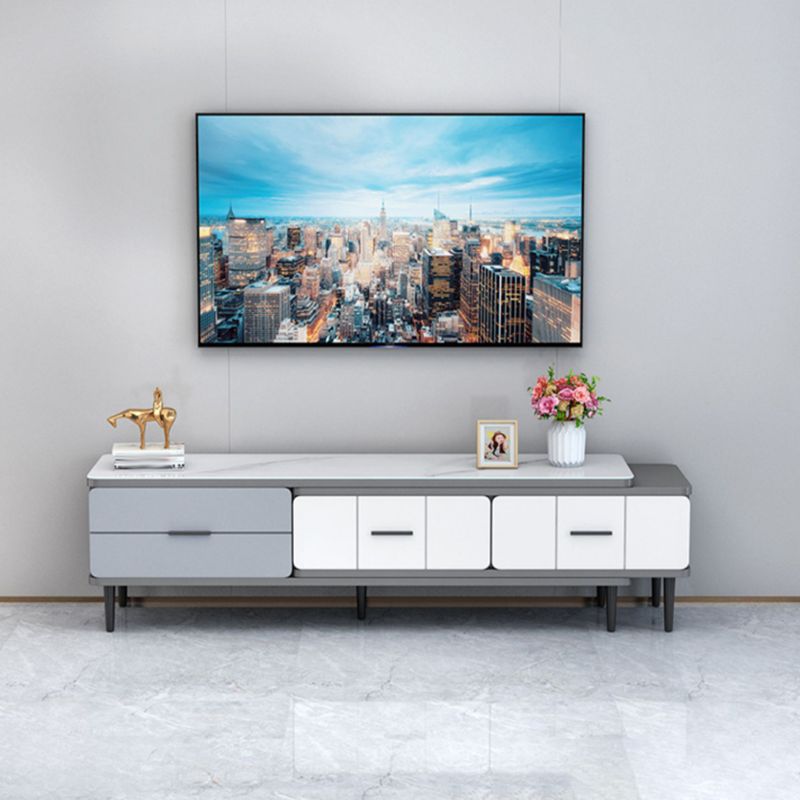 Glass TV Stand Console Contemporary Media Console with Drawers