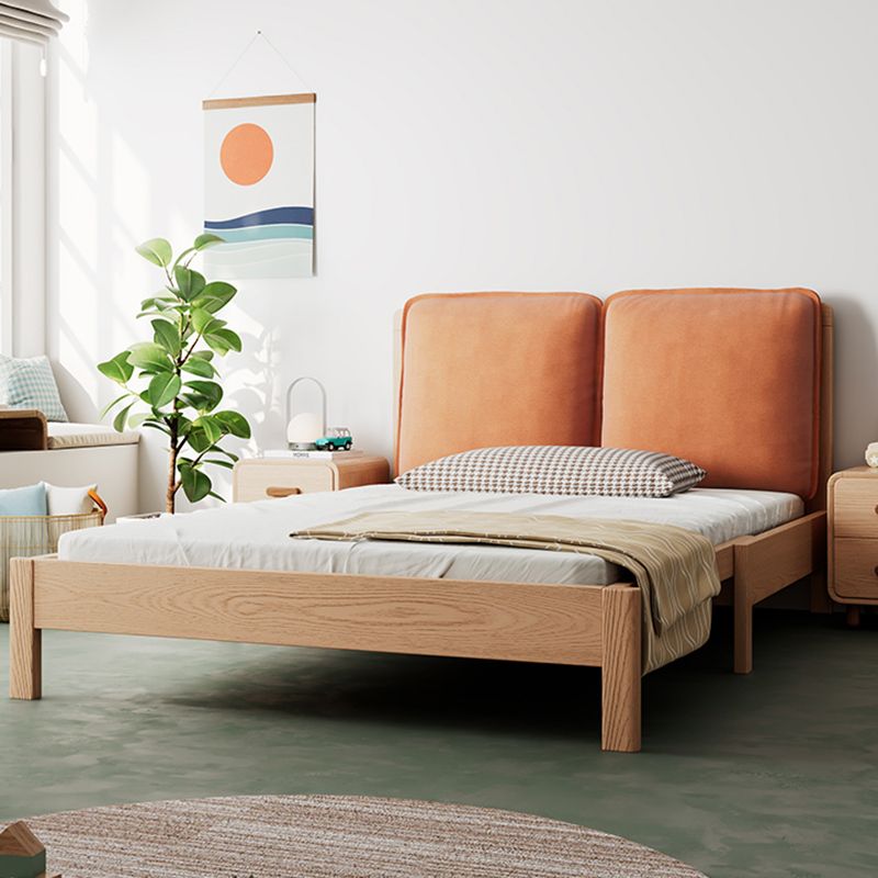 Upholstered Folding Slat Bed in Natural Solid Wood Daybed with Mattress