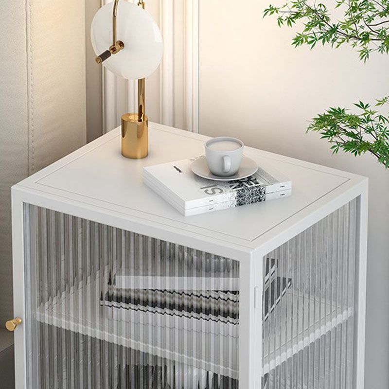 Metal and Glass Nightstand Contemporary Shelves Night Table with Legs