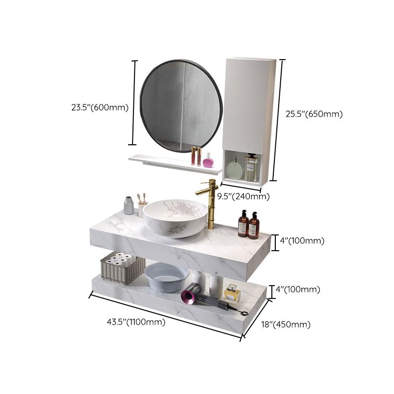 Contemporary Vanity Sink Wall-Mounted Bathroom Vanity Cabinet with Mirror