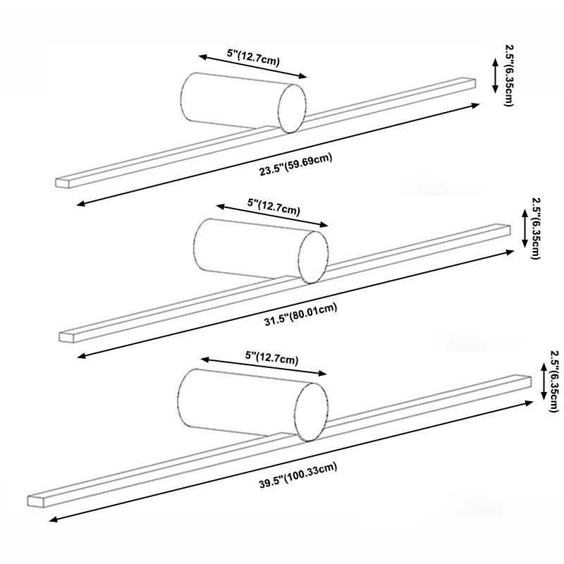 Ciñones de pared lineales de metal moderno 1 lámparas de luz de luz en acabado negro