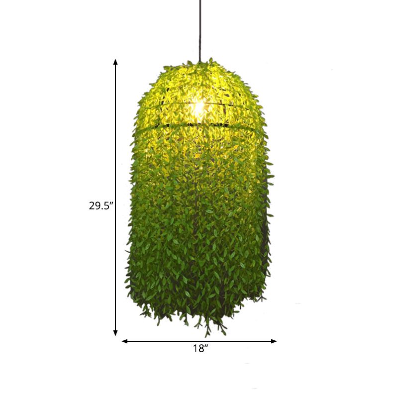 Groene 1 bol hanglamp Antiek metalen planten LED plafond Hang armatuur voor restaurant