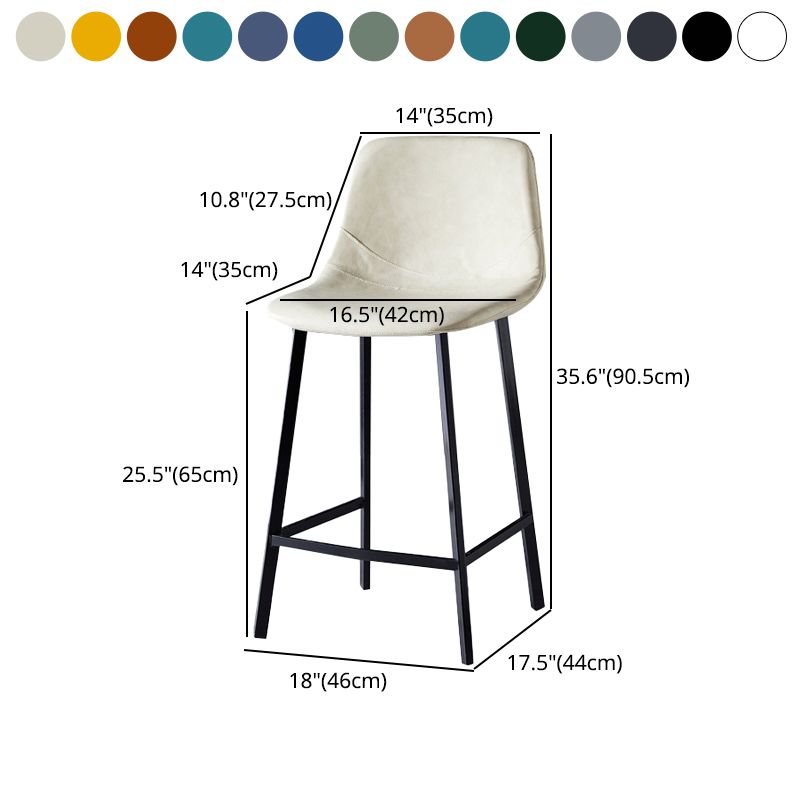 Scandinavian Bristol Low Back Stool Matte Finish Leather Barstool