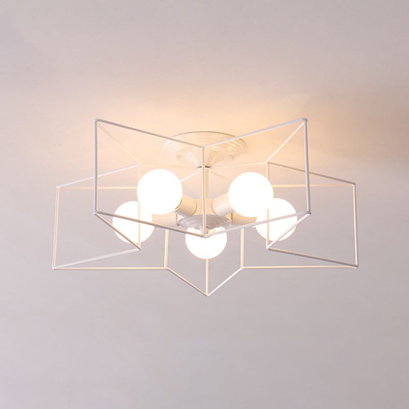 Modern Star Shape Flush Mount Light Fixtures 5 Light Flush Mount Ceiling Light