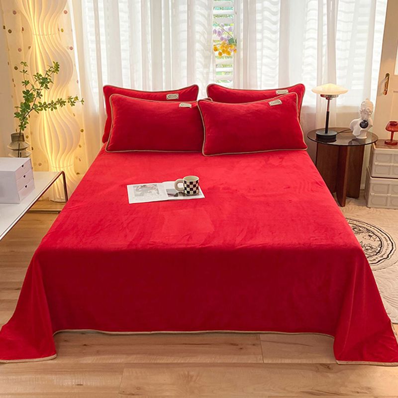 Modern Style Bed Sheet Solid Color Ultra-Soft Breathable Bed Sheet