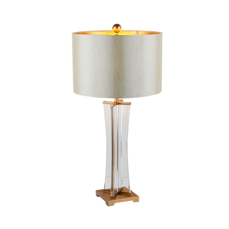 Gold Cylindrical Nightstand lampe modernisme 1 Tissu de tête Lire la lumière pour la chambre