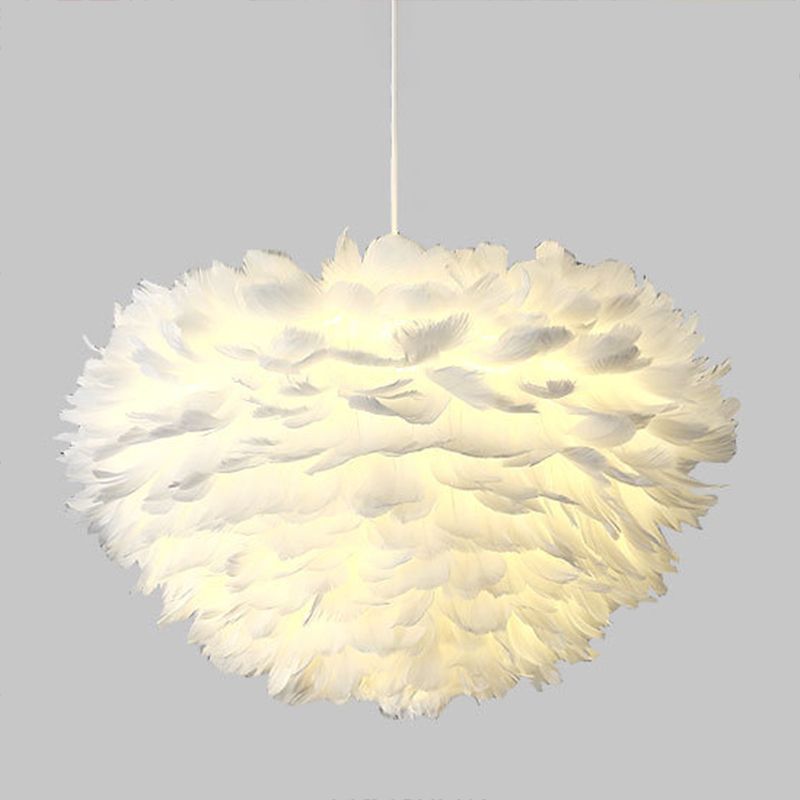 Unique Shade Hanging Lighting Modern Style Feather Multi Light Hanging Lamp for Restaurant