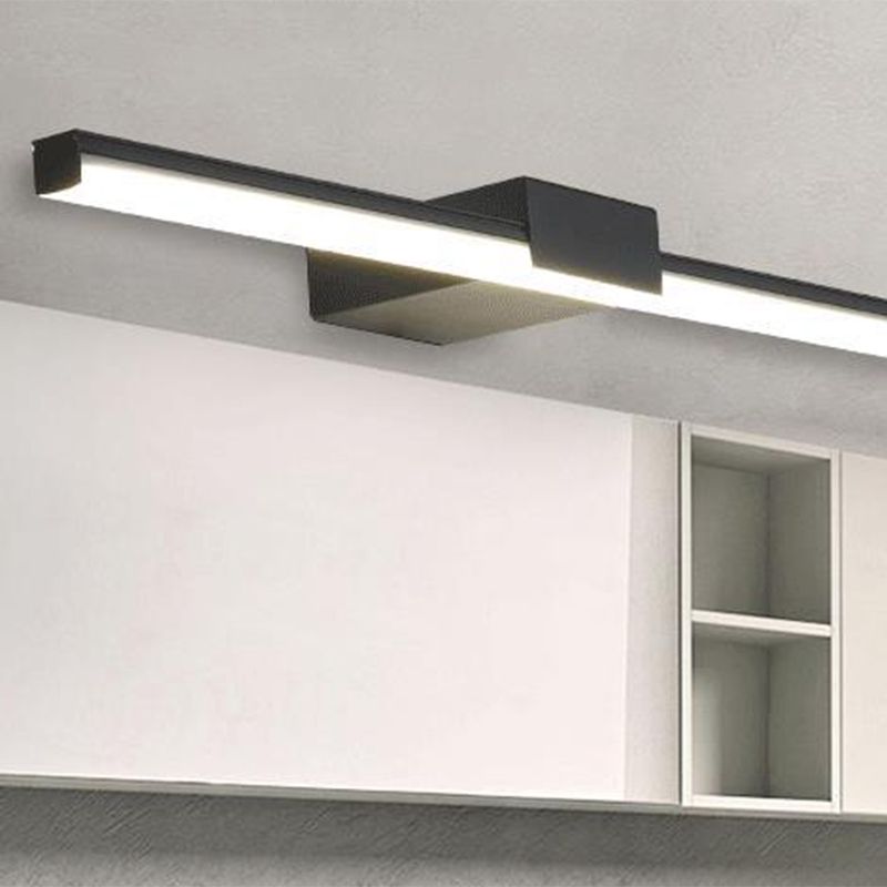 Metal Linear Shade Mirro Wall Lights Modern 1 Head Wall Mount Fixture in Black