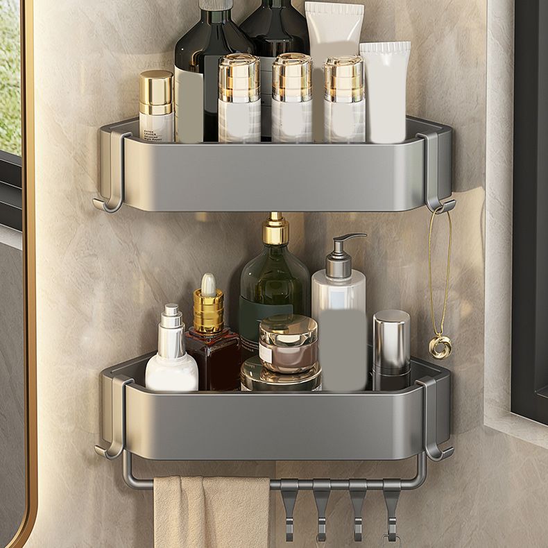 Matte Grey Bathroom Accessory Set Modern 3 - Piece Bath Shelf