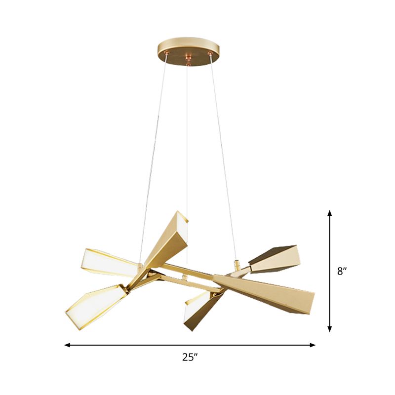 Metal Rectilinear Chandelier Lighting with Quill Shade Modern 6/8 Lights Gold Dining Room Drop Lamp in Warm/White