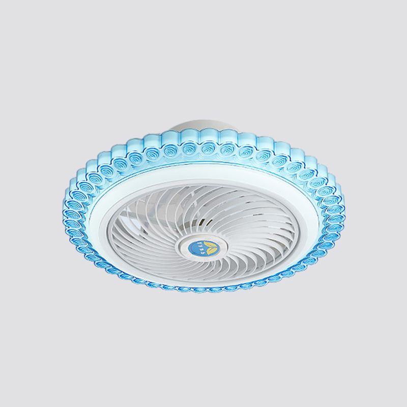 Circle Semi-Flush Mount Contemporary Acrylic 18" Wide LED Pendant Fan Light Fixture for Living Room